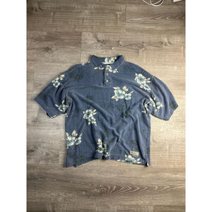 Men's Tommy Bahama Polo Shirt XL Blue Floral